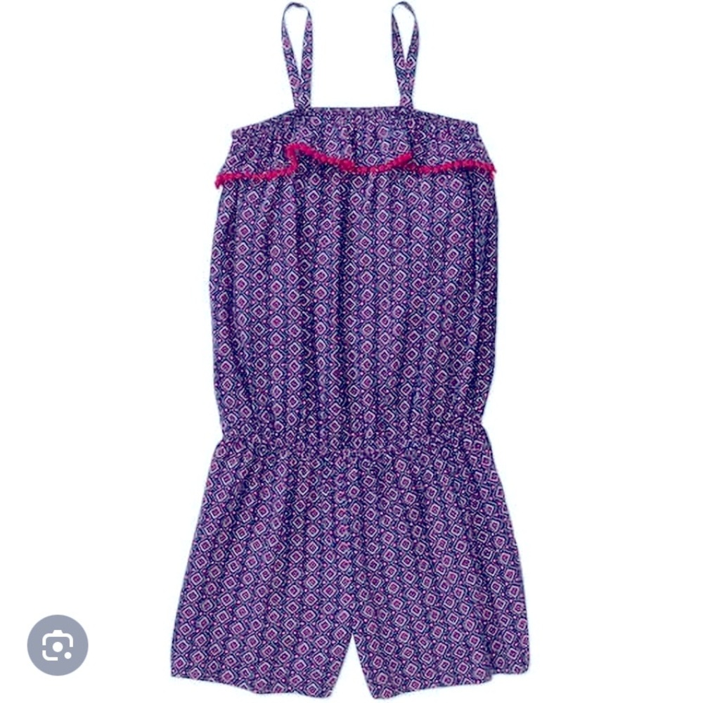 Faded Glory red blue challis romper spaghetti strap